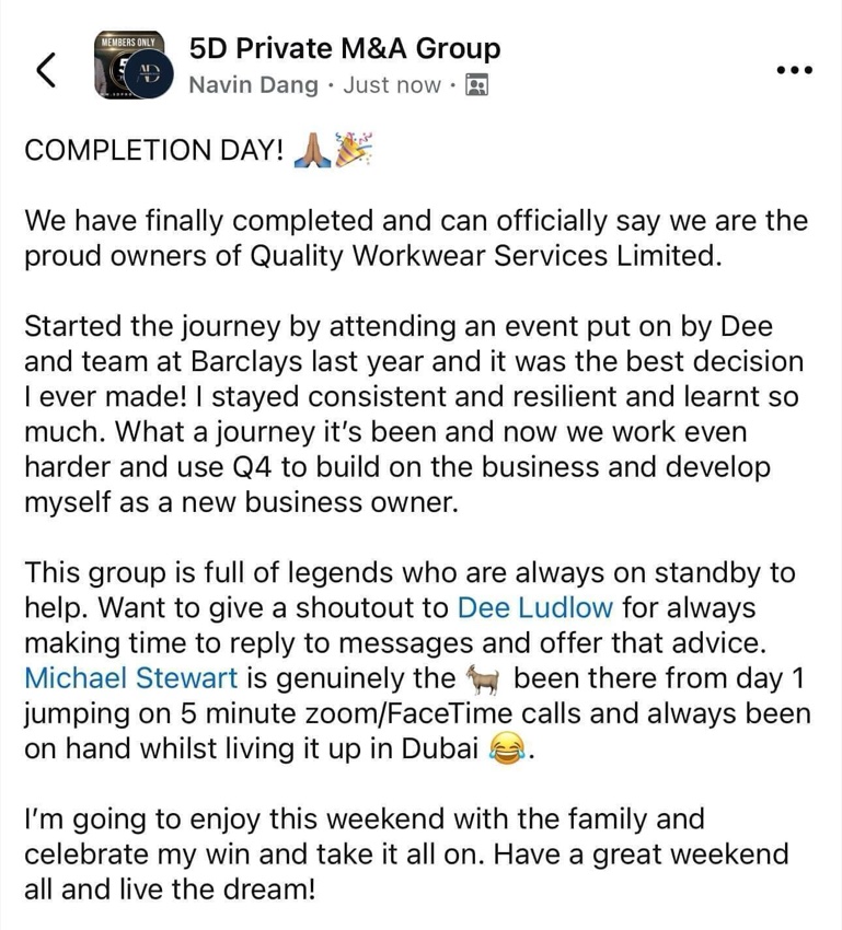 Navin Dang, completion day post